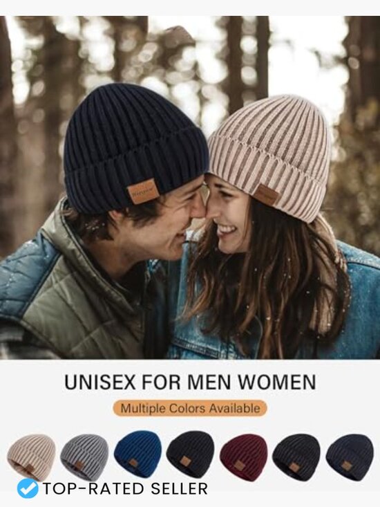 3 Pack Beanie Hats Winter Thermal Fleece Lined Thick Knit Skull Cap Unisex main image 6